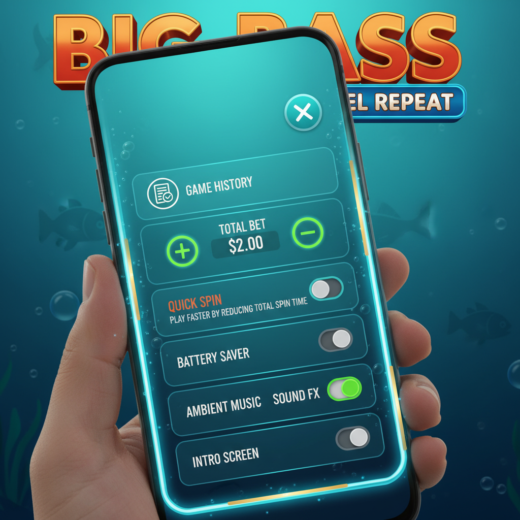 Big Bass Reel Repeat — bet settings on mobile