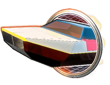 Boat symbol - motorboat with multicoloured stripes